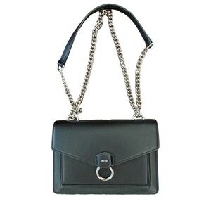 JW PEI Black Vegan Leather Shoulder Bag with Silver Chain